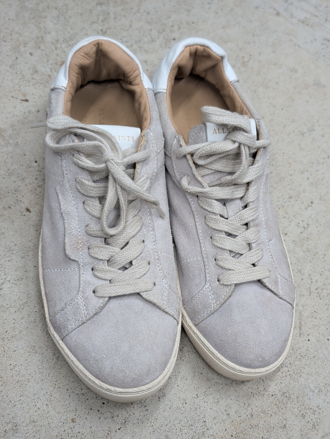 Allsaints Sheer Light Gray Suede Sneakers